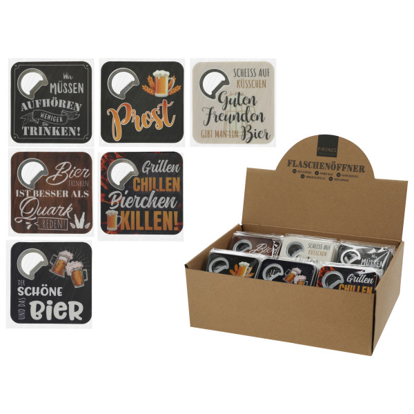 Flaschenöffner BIERDECKEL in mehrfarbig aus Materialmix