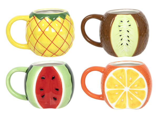 Kaffeebecher FRUITS in mehrfarbig aus Keramik