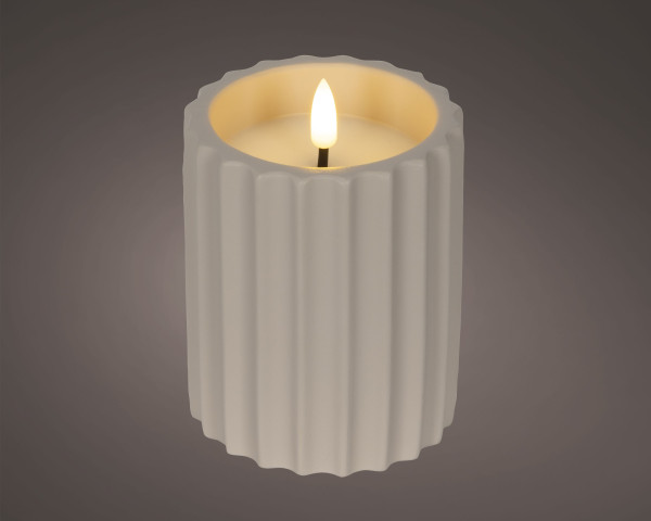 Kerze LED BETON creme in creme aus Wachs