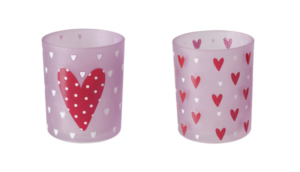 Windlicht MILENA in pink aus Glas