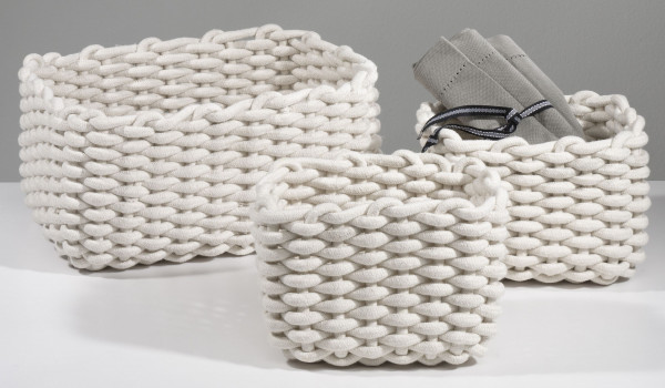 Korb COTTON weiß in weiß aus Baumwolle