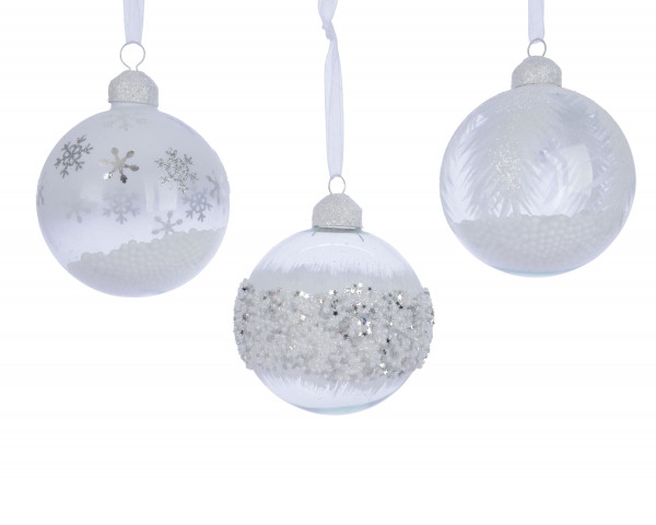 Weihnachtskugel STYROFOAM in weiß aus Glas