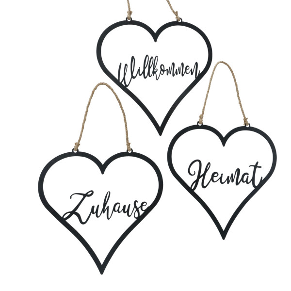Schild HEIMAT in schwarz aus Materialmix