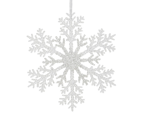 Christbaumschmuck Hänger SCHNEEFLOCKE in weiß aus Kunststoff