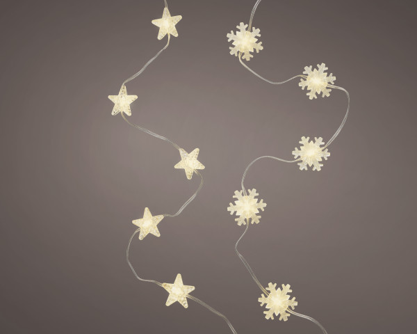Lichterkette LED STAR in weiß aus Materialmix