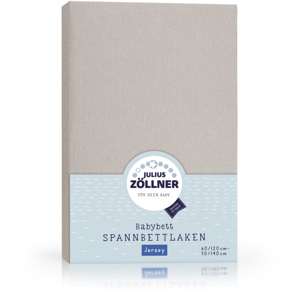 Spannbettlaken ZÖLLNER Jersey in taupe aus Baumwolle