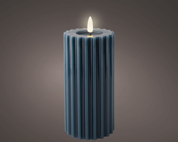 Kerze LED RIFFLE blau in blau aus Wachs