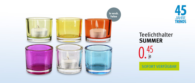 Teelichthalter SUMMER, je 0.45€, Sofort Verfügbar