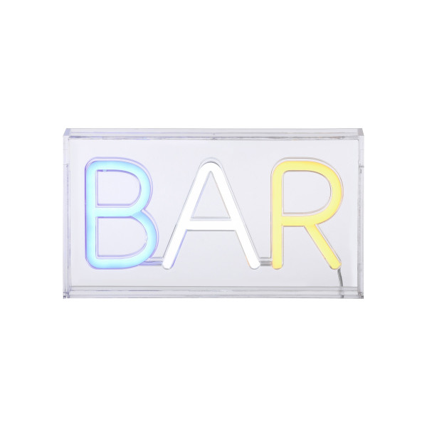 Leuchtobjekt BAR LED NEON in weiß aus Materialmix
