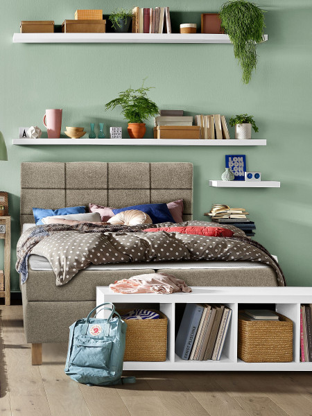 Boxspringbett LIVIN MILANO in beige aus Stoff