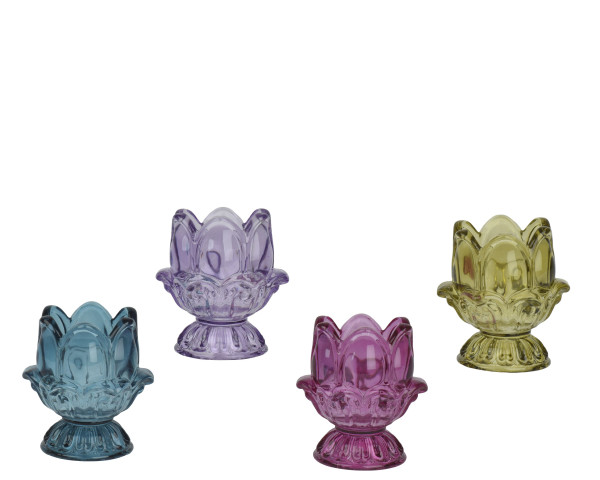 Teelichthalter TULPE in mehrfarbig aus Glas