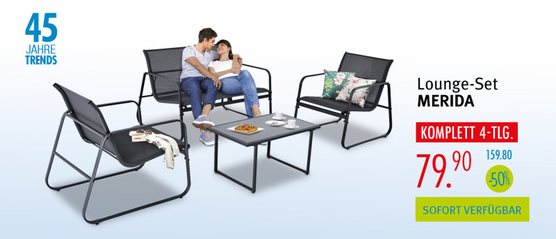 Lounge-Set MERIDA, 159,80€-50%=79.90€, Komplett 4-teilig, Sofort Verfügbar