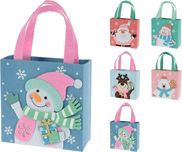 Geschenktasche SNOWMAN in mehrfarbig aus Filz