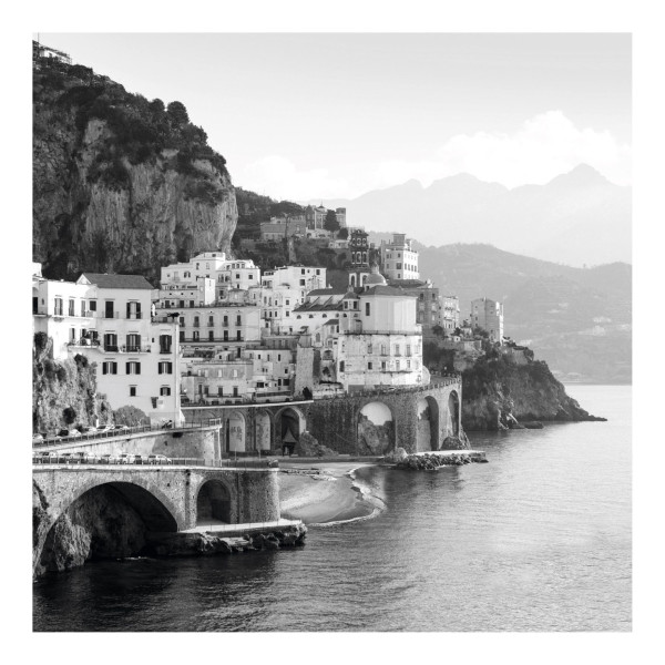 Bild AMALFI COAST in schwarz/weiß/braun aus Holz