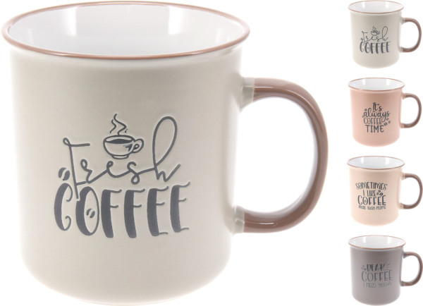Kaffeebecher COFFEE in mehrfarbig aus Keramik