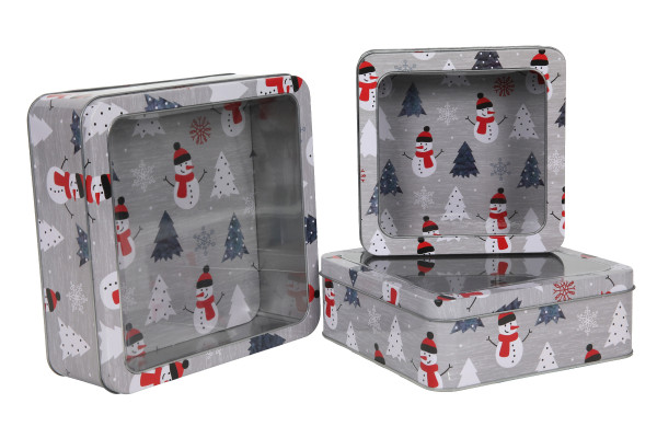 Keksdosen-Set SCHNEEMANN in blau aus Edelstahl