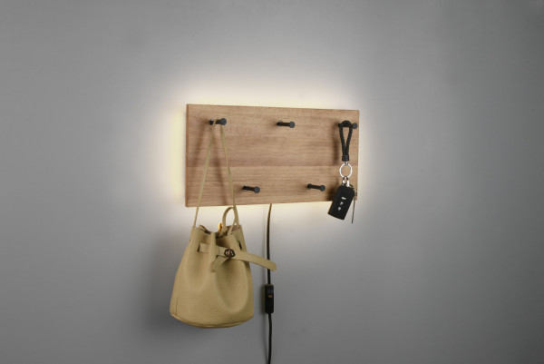 Wandgarderobe LED SAMANTHA in braun aus Holz