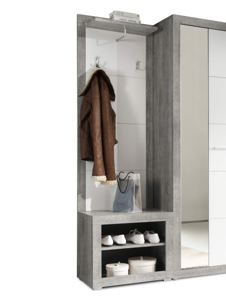 Garderobenpaneel ASKARO in weiß/grau aus Dekor