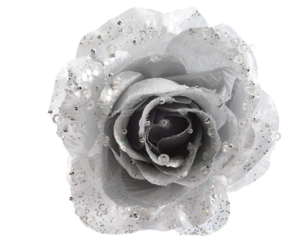 Kunstblume ROSE silber in silberfarben aus Polyester
