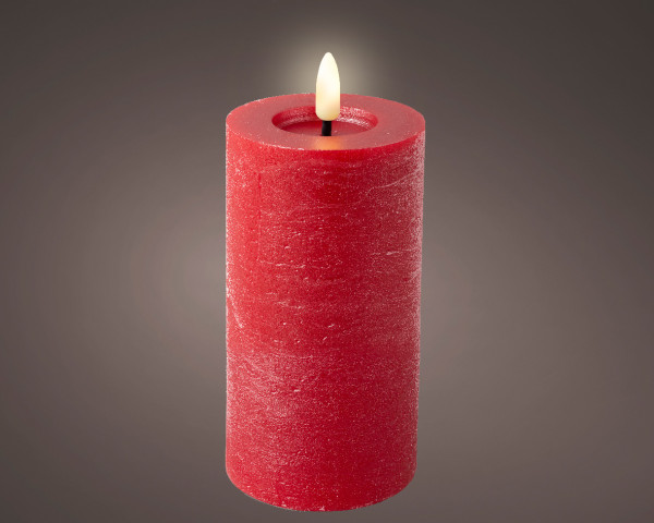 Kerze LED RUSTIK in rot aus Wachs