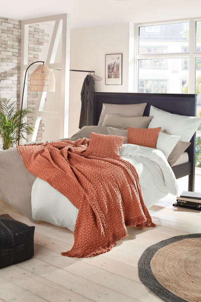 Decke COVER teracotta in terracotta aus Baumwolle