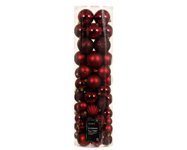Weihnachtskugel-Set AVA in bordeaux aus Kunststoff