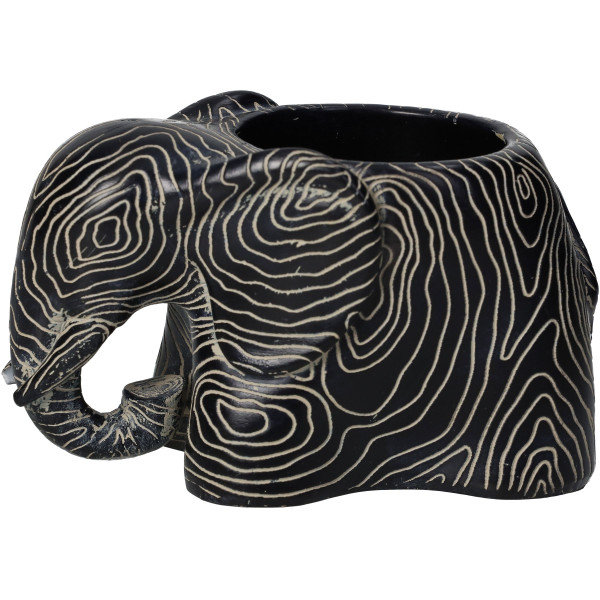 Kerzenhalter ELEPHANT in schwarz aus Polyresin