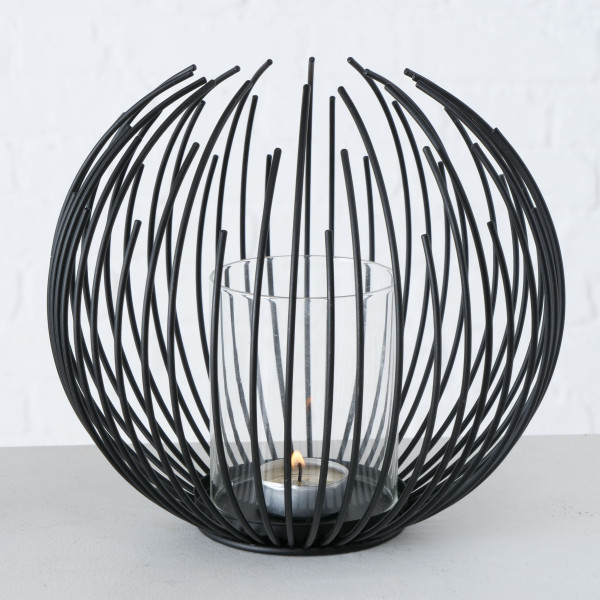 Windlicht CYLON in schwarz aus Materialmix