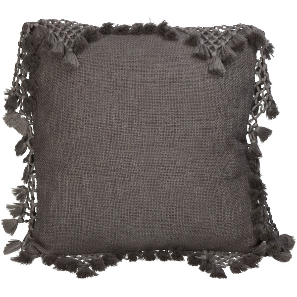 Kissen TASSELS hellgrau in grau aus Baumwolle