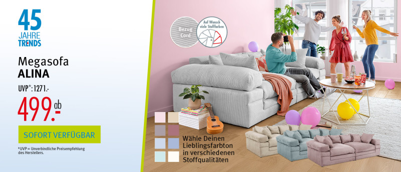 Megasofa ALINA, UVP: 1271€, ab 499€, Sofort Verfügbar