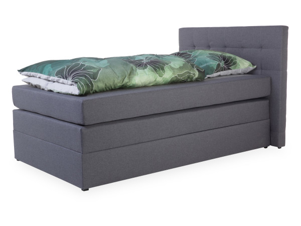 Boxspringbett EILEEN in grau aus Stoff