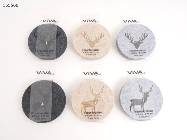 Untersetzer-Set DEER rund in mehrfarbig aus Filz