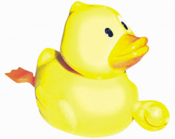 Schwimmente-AUFZIEH ENTE in gelb aus Kunststoff