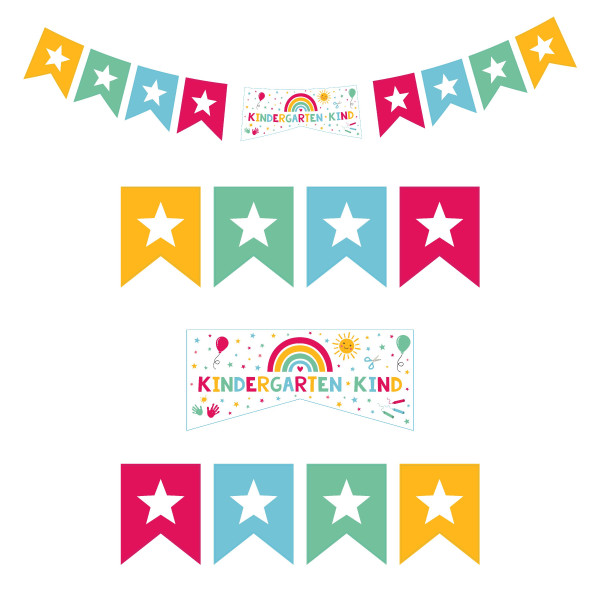 Girlande KINDERGARTEN in mehrfarbig aus Papier