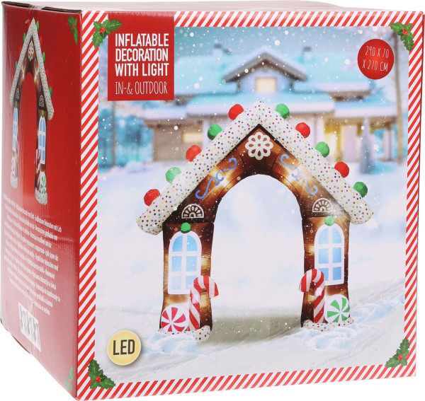 Lebkuchenhaus X-MAS aufblasbar in mehrfarbig aus Polyester