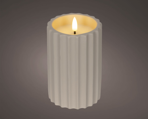 Kerze LED BETON creme in creme aus Wachs