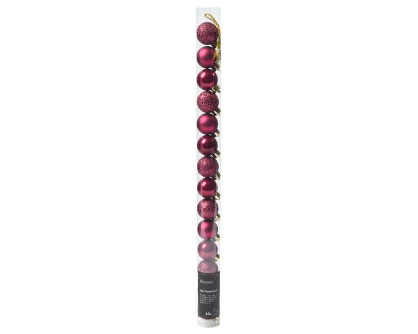 Weihnachtskugel-Set X-MAS in granat aus Kunststoff