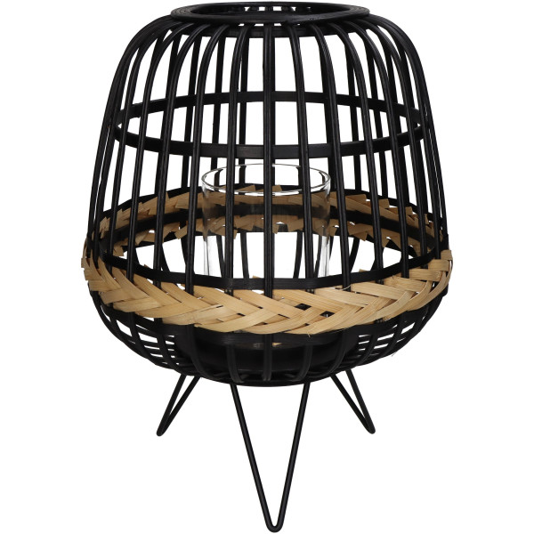 Laterne BAMBOO in schwarz aus Bambus