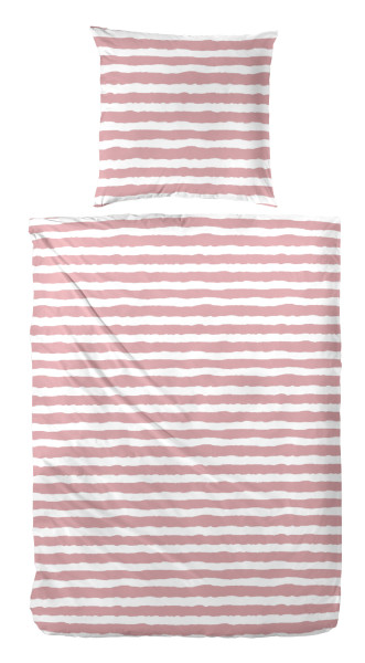 Bettwäsche STRIPE weiß/rosa