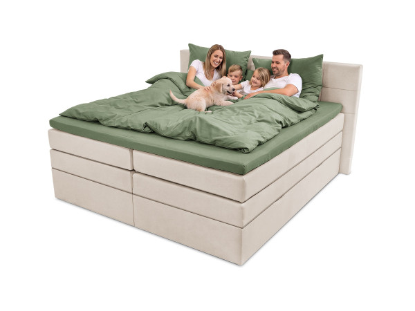 Boxspringbett AYDA in hellbeige aus Stoff