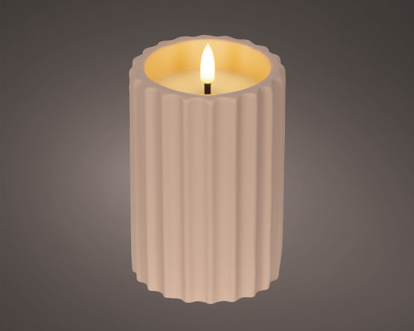 Kerze LED BETON rosa in rosa aus Wachs
